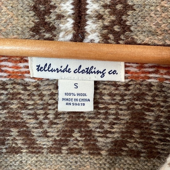 Telluride Clothing Co. Cardigan. Fair Isle Shawl Collar, 100% Wool, Size Small - Picture 11 of 11